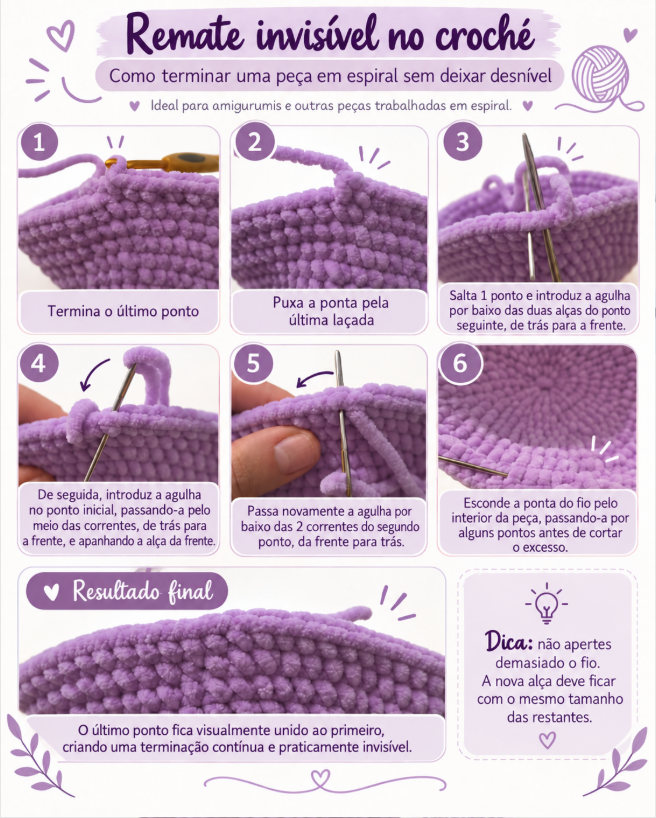 Remate Especial: Como evitar um degrau no final do amigurumi