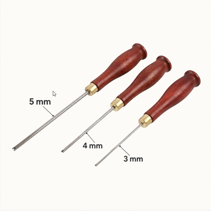 Set of stuffing tools with ergonomic wooden handles