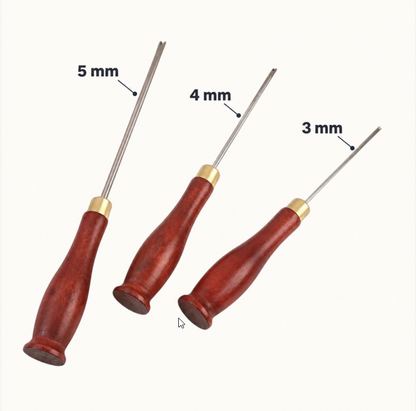 Wooden-handled stuffing tool in use