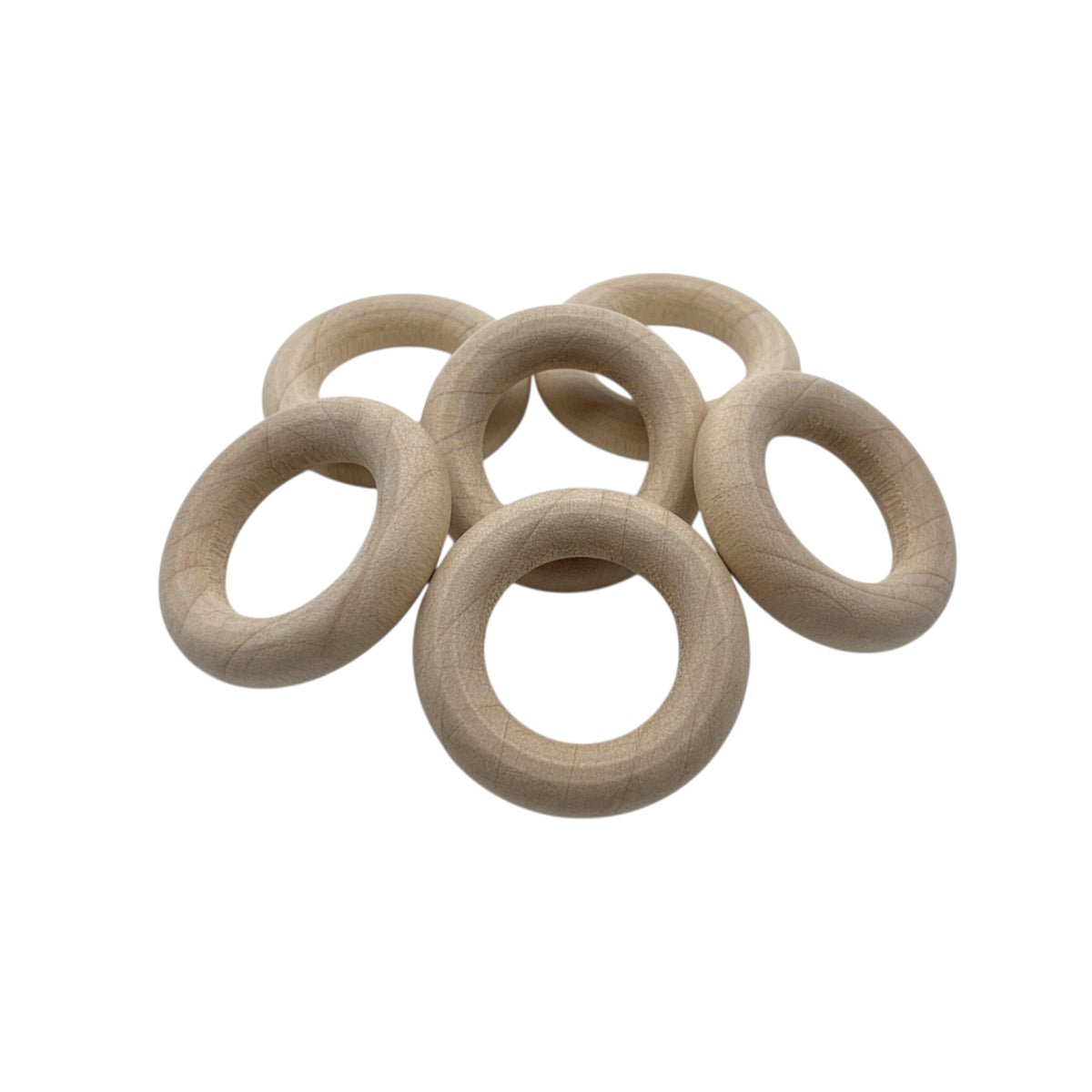 Pack of eight 30 mm wooden rings