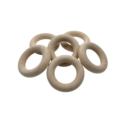 Pack of eight 30 mm wooden rings