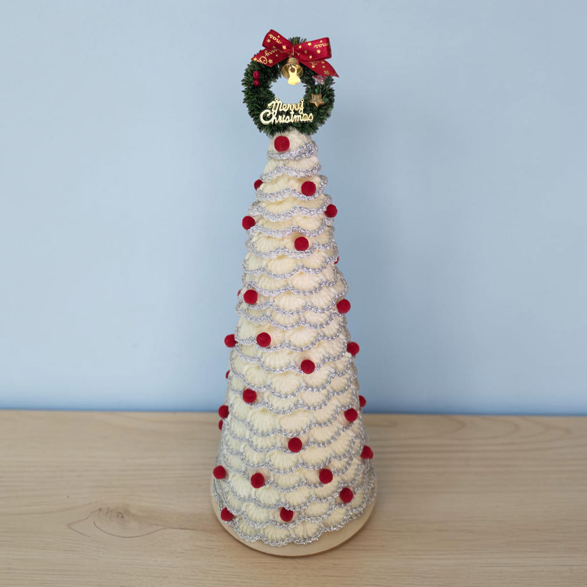 White and Silver Christmas Tree with Crown