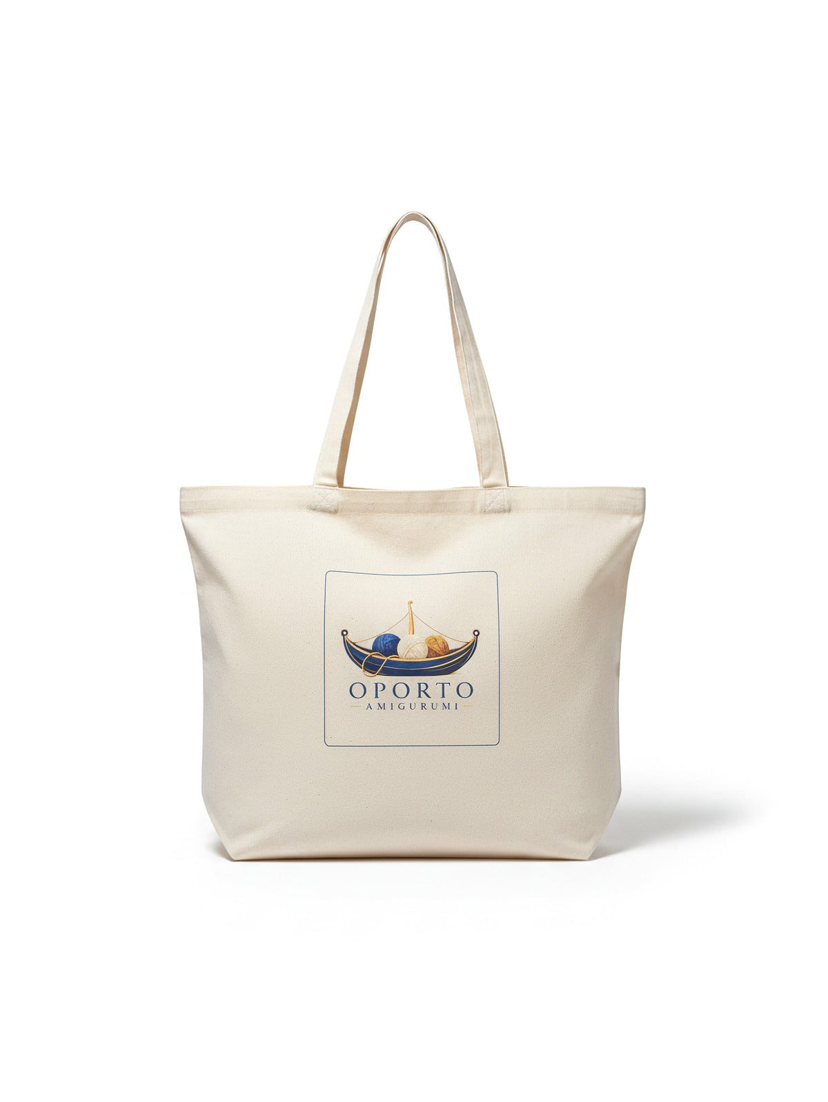Beige Oporto Amigurumi tote bag with long handles