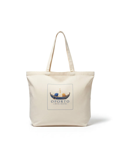 Beige Oporto Amigurumi tote bag with long handles