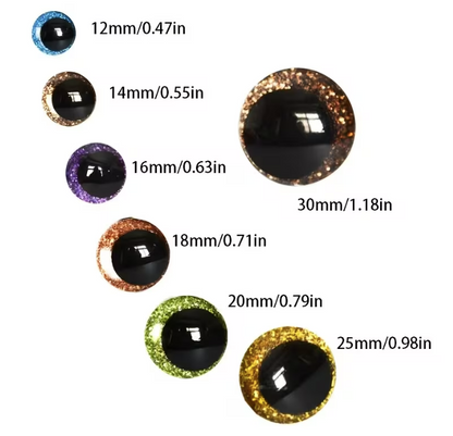 Detalhe dos olhos de segurança brilhantes para amigurumi